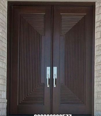 Pintu Jati Motif Salur 3D Minimalis Model Kupu Tarung